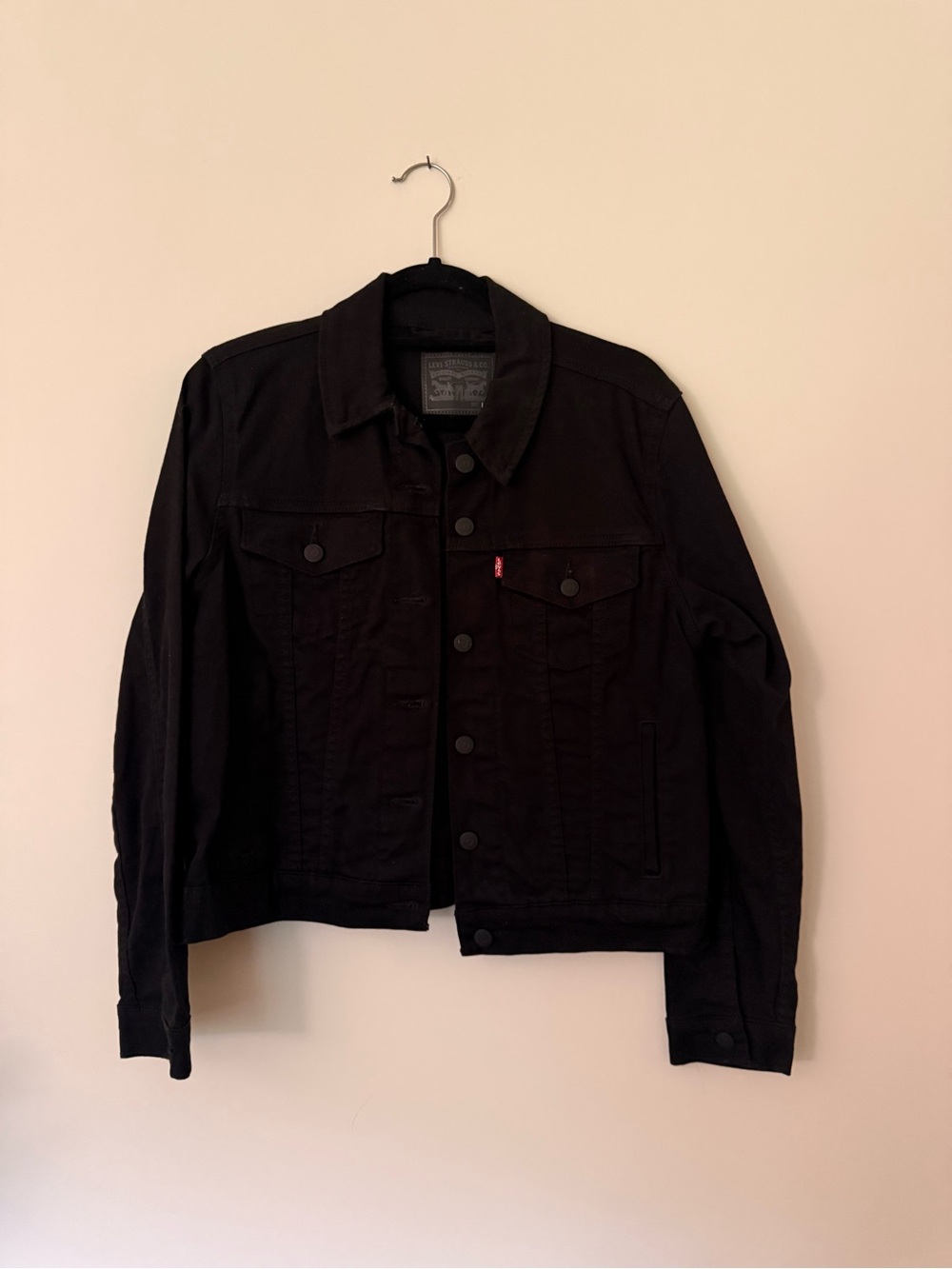 Levi's Black Denim Trucker Jacket with Red Tab